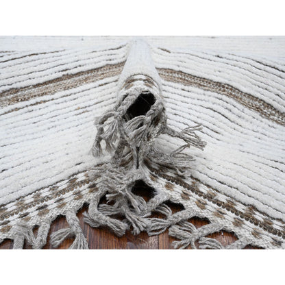 Tribal & Geometric Wool Hand Knotted Rug Ivory Ivory 10.0X14.5 -O089178