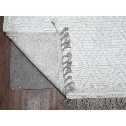 Tribal & Geometric Wool Hand Knotted Rug Ivory Gray 9.1X12.1 -O089180