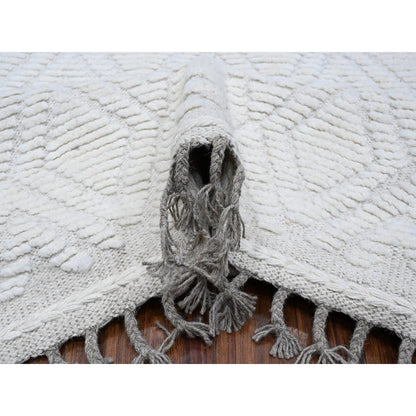Tribal & Geometric Wool Hand Knotted Rug Ivory Gray 9.1X12.1 -O089180