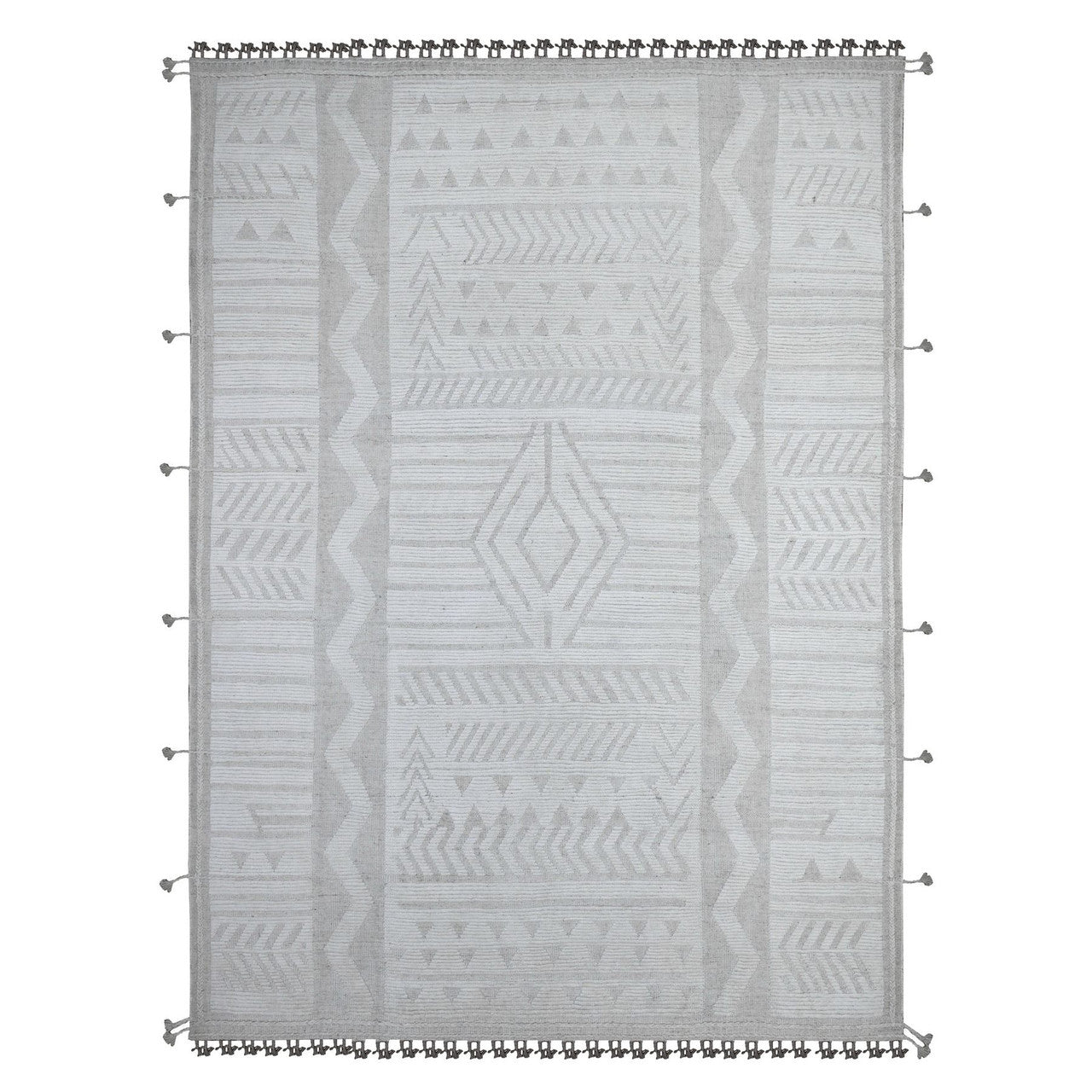 Gray 8'10" x 12'3" Tribal & Geometric Hand knotted Wool Rug - Sku: O089182