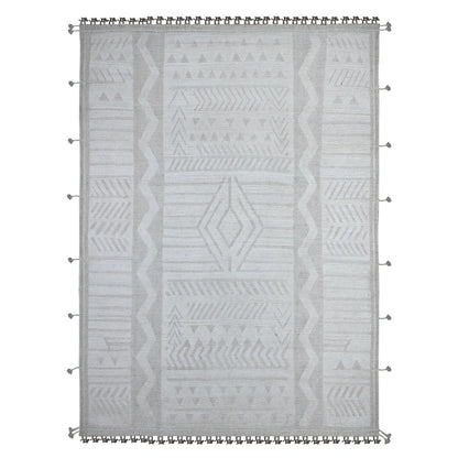 Tribal & Geometric Wool Hand Knotted Rug Grey No Border 8.10X12.3 -O089182