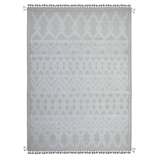 Flat Weave Wool Hand Knotted Rug Ivory No Border 8.11X12.3 -O089187