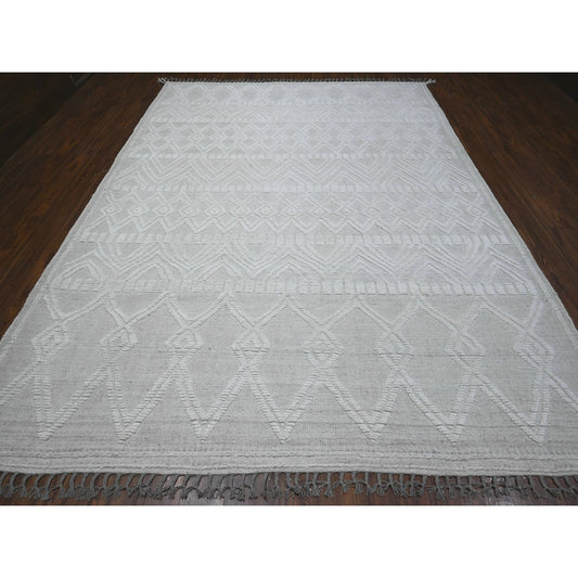 Flat Weave Wool Hand Knotted Rug Ivory No Border 8.11X12.3 -O089187