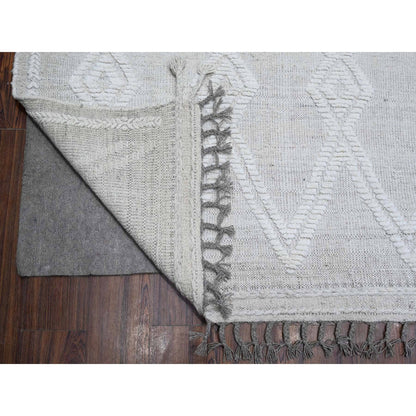 Flat Weave Wool Hand Knotted Rug Ivory No Border 8.11X12.3 -O089187