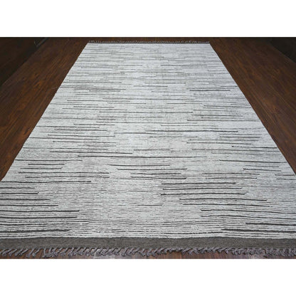 Tribal & Geometric Wool Hand Knotted Rug Ivory No Border 8.11X13.2 -O089190