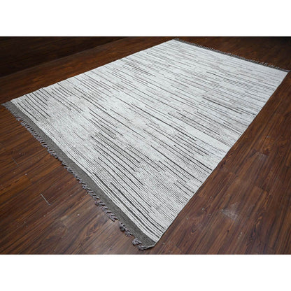 Tribal & Geometric Wool Hand Knotted Rug Ivory No Border 8.11X13.2 -O089190