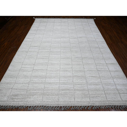 Tribal & Geometric Wool Hand Knotted Rug Ivory No Border 8.0X10.7 -O089191