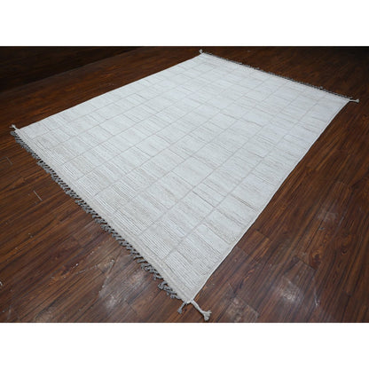 Tribal & Geometric Wool Hand Knotted Rug Ivory No Border 8.0X10.7 -O089191