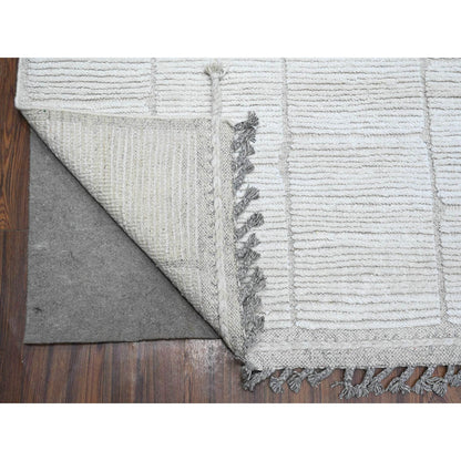 Tribal & Geometric Wool Hand Knotted Rug Ivory No Border 8.0X10.7 -O089191