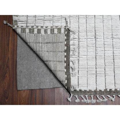 Tribal & Geometric Wool Hand Knotted Rug Ivory No Border 12.2X15.2 -O089192