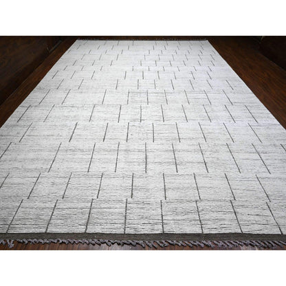Tribal & Geometric Wool Hand Knotted Rug Ivory No Border 11.11X16.2 -O089193