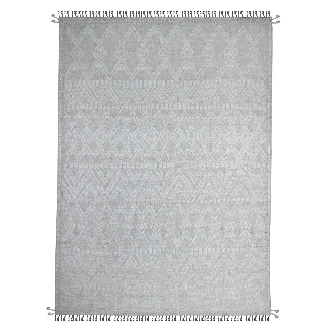 Ivory 9'0" x 12'6" Tribal & Geometric Hand knotted Wool Rug - Sku: O089195