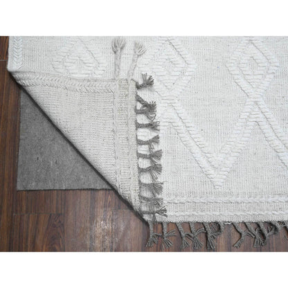 Tribal & Geometric Wool Hand Knotted Rug Ivory No Border 9.0X12.6 -O089195