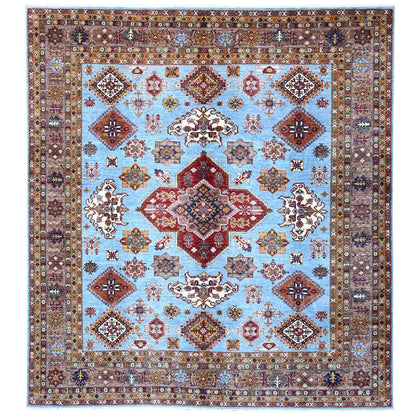 Kazak Wool Hand Knotted Rug Grey Red 11.2X12.1 -O089199