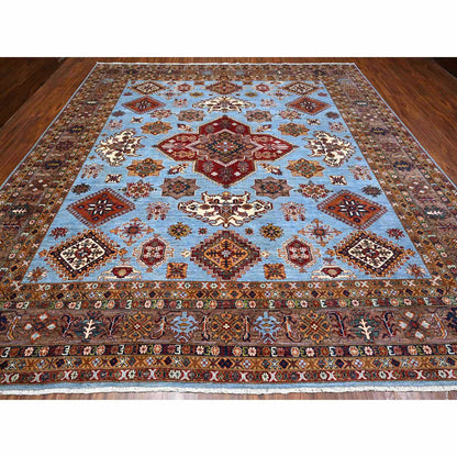 Kazak Wool Hand Knotted Rug Grey Red 11.2X12.1 -O089199