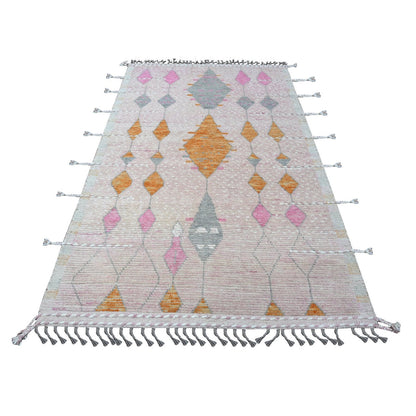 Tribal & Geometric Wool Hand Knotted Rug Pink No Border 5.0X8.4 -O089205