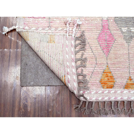 Tribal & Geometric Wool Hand Knotted Rug Pink No Border 5.0X8.4 -O089205