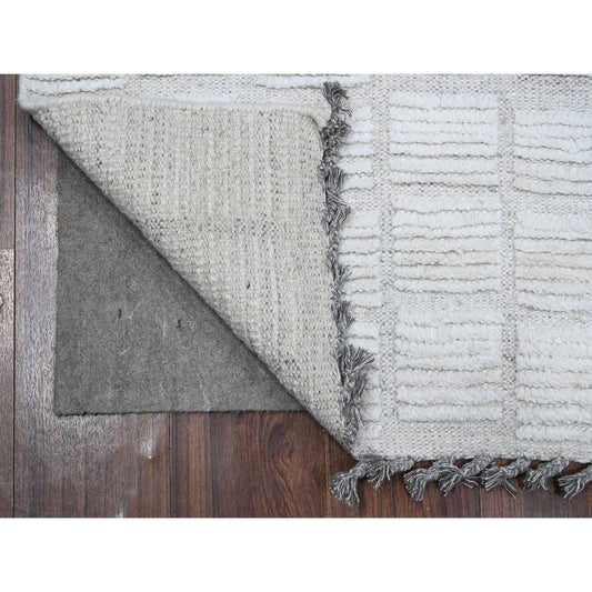 Tribal & Geometric Wool Hand Knotted Rug Ivory No Border 2.10X5.6 -O089207