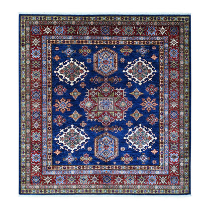 Kazak Wool Hand Knotted Rug Blue Red 6.0X6.5 -O089212