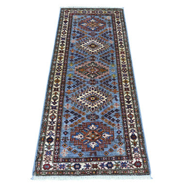 Kazak Wool Hand Knotted Rug Grey Ivory 2.6X6.2 -O089215