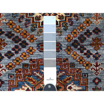 Kazak Wool Hand Knotted Rug Grey Ivory 2.6X6.2 -O089215