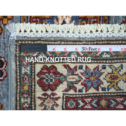 Kazak Wool Hand Knotted Rug Grey Ivory 2.6X6.2 -O089215