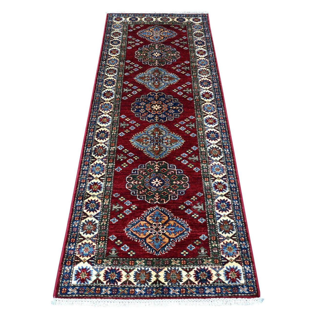 Red 2'8" x 7'0" Kazak Hand knotted Wool Rug - Sku: O089216