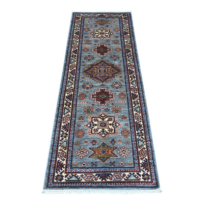 Kazak Wool Hand Knotted Rug Grey Ivory 2.5X6.10 -O089219
