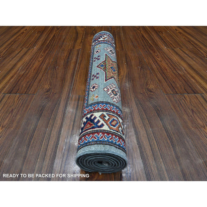 Kazak Wool Hand Knotted Rug Grey Ivory 2.5X6.10 -O089219