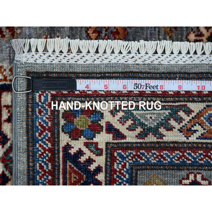 Kazak Wool Hand Knotted Rug Grey Ivory 2.5X6.10 -O089219