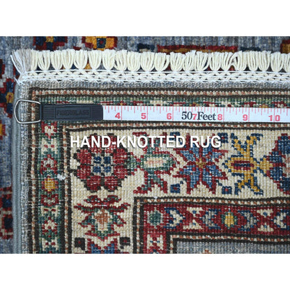 Kazak Wool Hand Knotted Rug Grey Ivory 2.6X6.2 -O089221