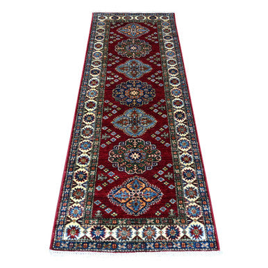 Kazak Wool Hand Knotted Rug Red Ivory 2.7X7.0 -O089222