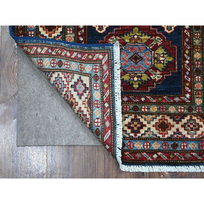 Kazak Wool Hand Knotted Rug Blue Ivory 2.7X6.4 -O089224