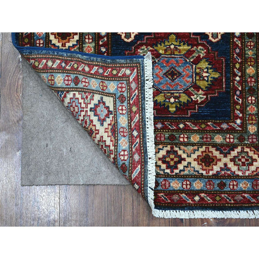 Kazak Wool Hand Knotted Rug Blue Ivory 2.7X6.4 -O089224