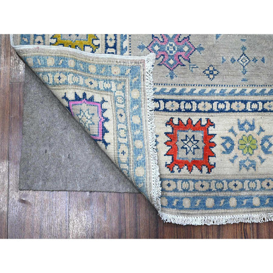 Kazak Wool Hand Knotted Rug Grey Silver 4.11X6.4 -O089229