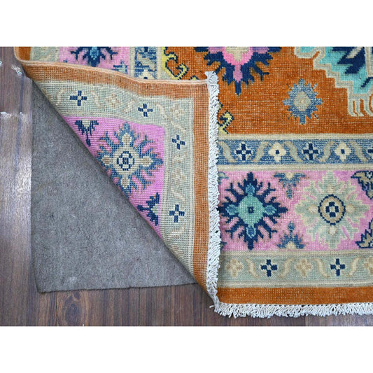Kazak Wool Hand Knotted Rug Orange Pink 4.9X6.5 -O089230