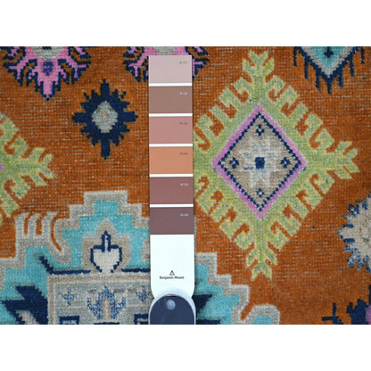 Kazak Wool Hand Knotted Rug Orange Pink 4.9X6.5 -O089230