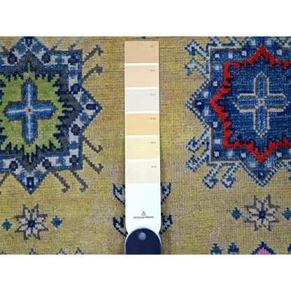 Kazak Wool Hand Knotted Rug Yellow Green 5.0X6.9 -O089231