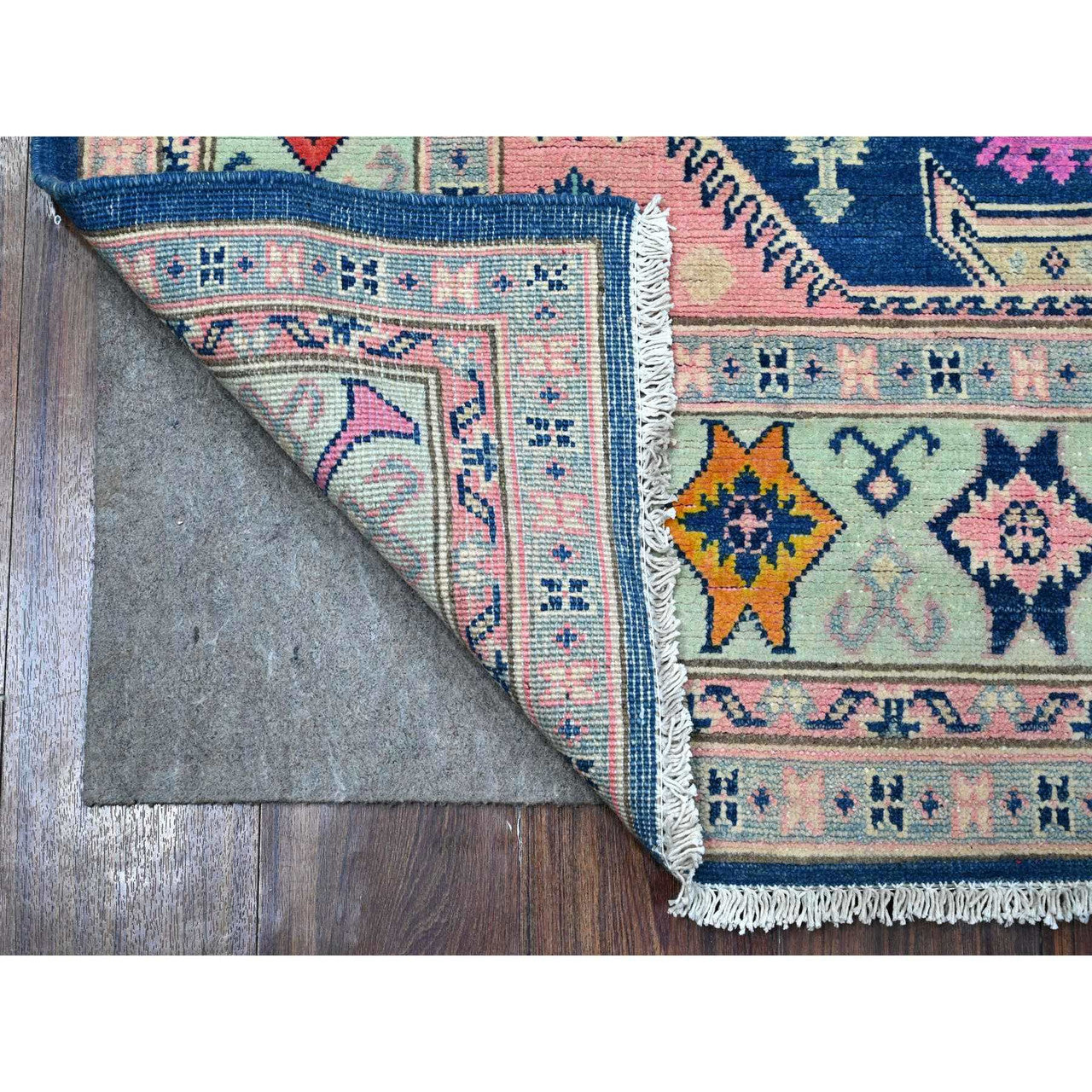 Kazak Wool Hand Knotted Rug Blue Turquoise Green 4.11X6.10 -O089232