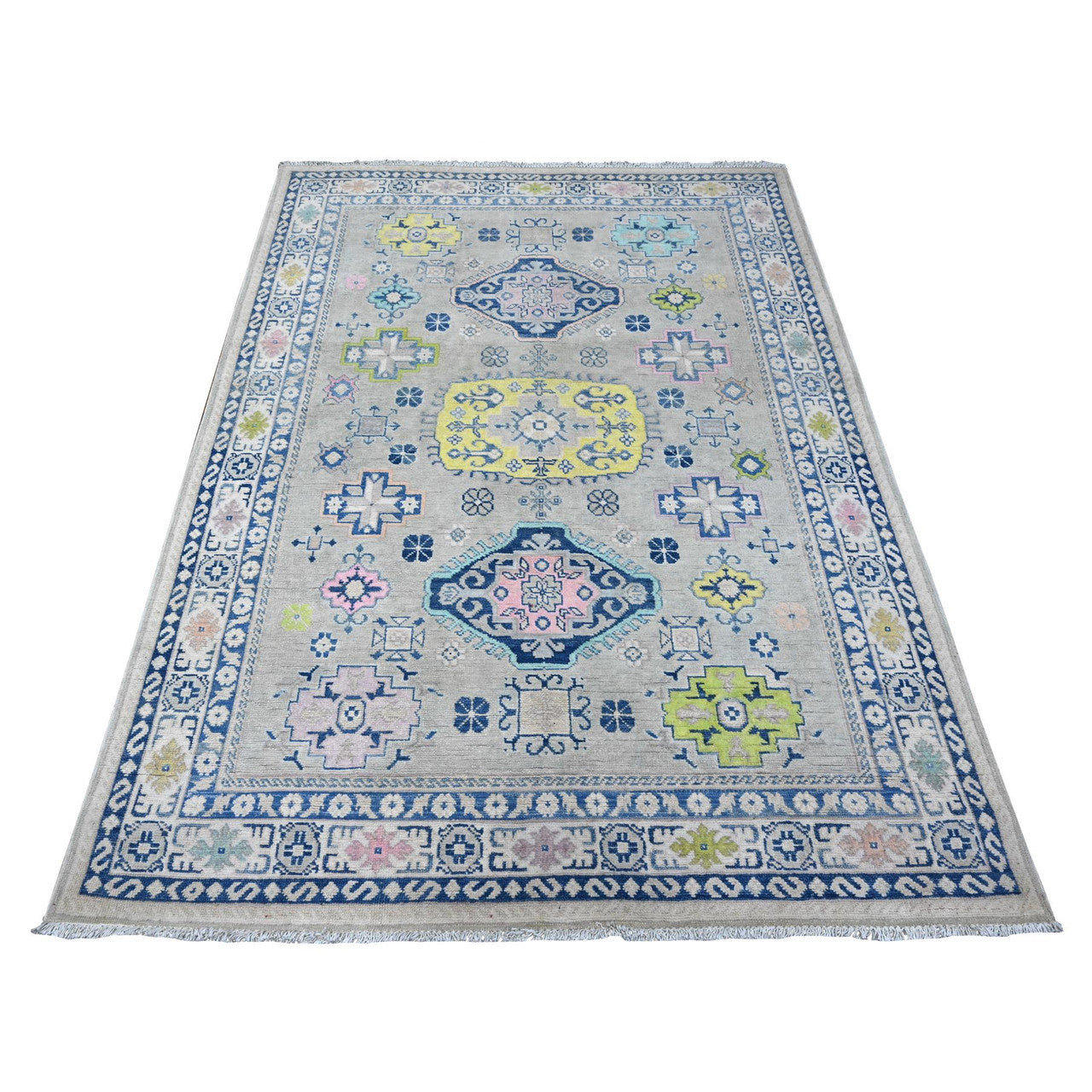Gray 4'9" x 6'9" Kazak Hand knotted Wool Rug - Sku: O089238