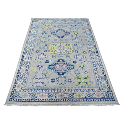 Kazak Wool Hand Knotted Rug Grey Ivory 4.9X6.9 -O089238