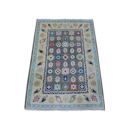 Kazak Wool Hand Knotted Rug Grey Yellow 2.9X3.11 -O089240