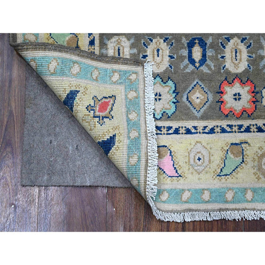 Kazak Wool Hand Knotted Rug Grey Yellow 2.9X3.11 -O089240