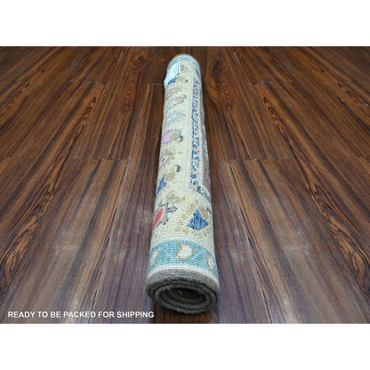 Kazak Wool Hand Knotted Rug Grey Yellow 2.9X3.11 -O089240