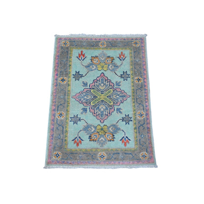 Kazak Wool Hand Knotted Rug Blue Gray 2.0X2.9 -O089246
