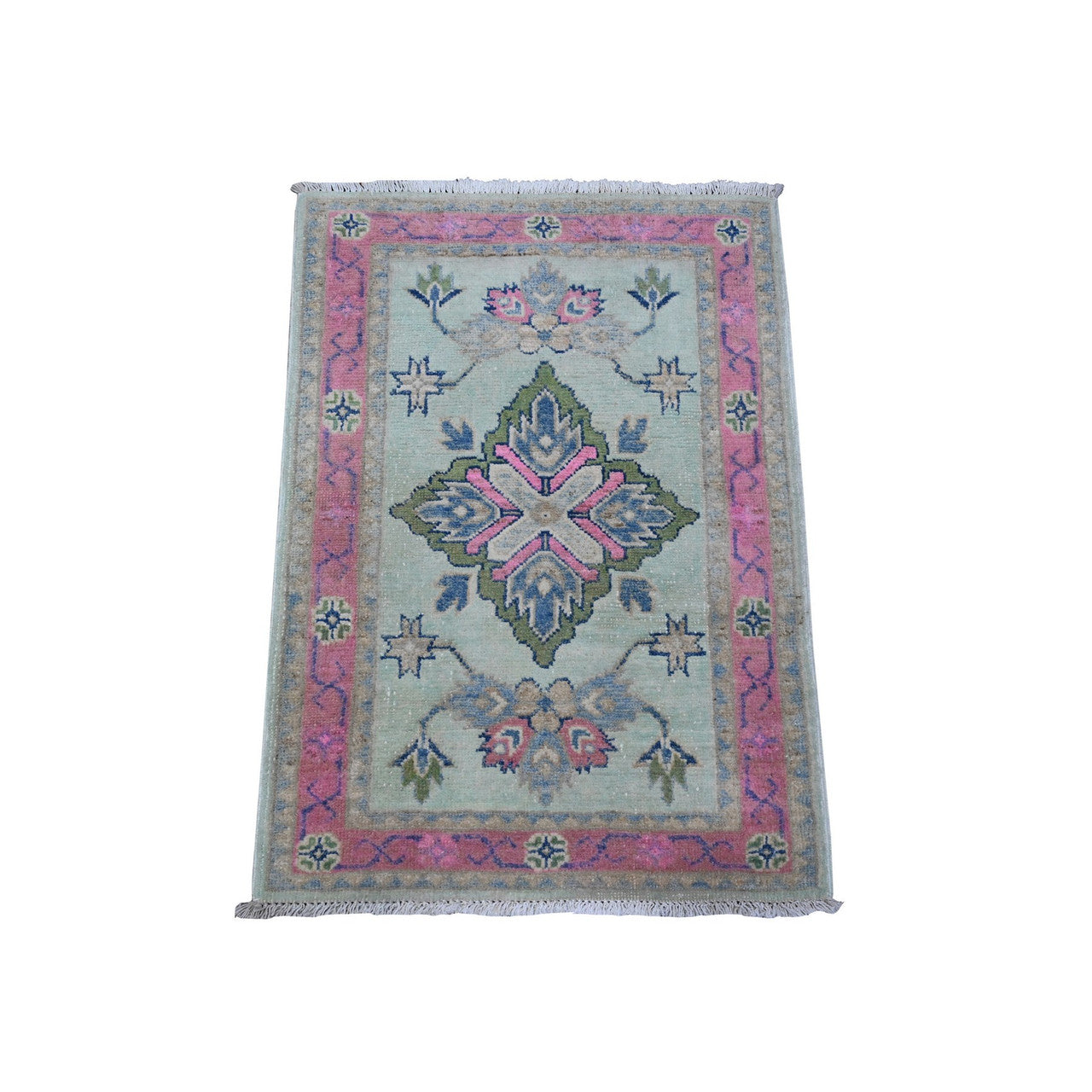 Blue 2'0" x 2'9" Kazak Hand knotted Wool Rug - Sku: O089248