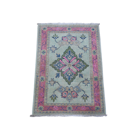 Kazak Wool Hand Knotted Rug Blue Pink 2.0X2.9 -O089248
