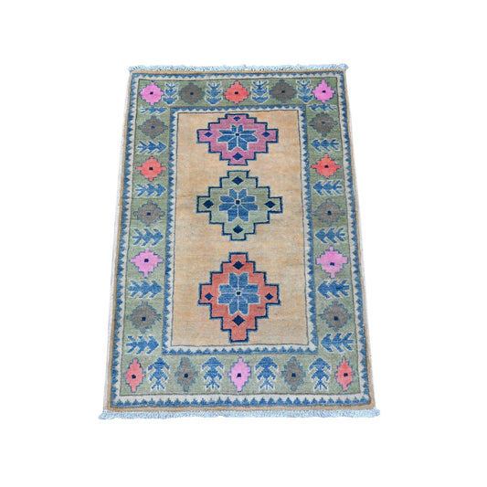 Kazak Wool Hand Knotted Rug Pink Green 2.0X2.11 -O089249