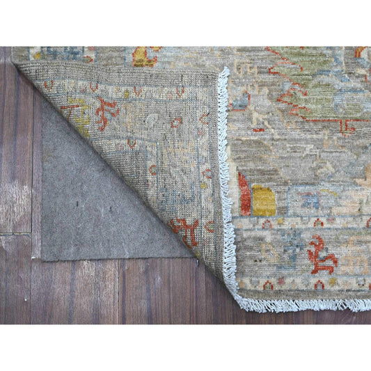 Oushak And Peshawar Wool Hand Knotted Rug Grey Gray 4.3X9.11 -O089251