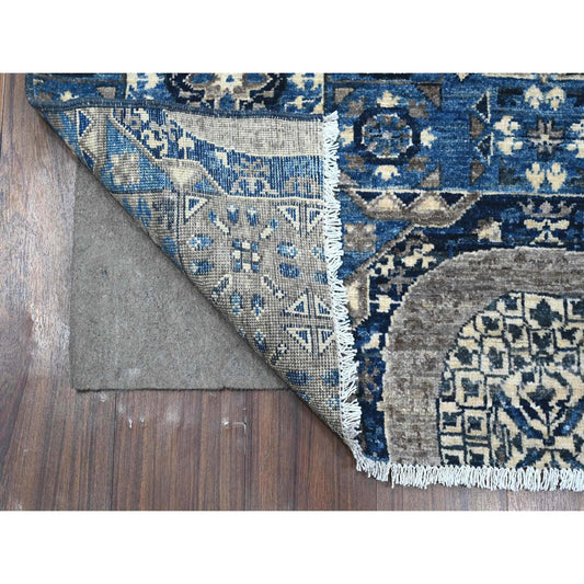Oushak And Peshawar Wool Hand Knotted Rug Blue No Border 4.1X11.6 -O089252